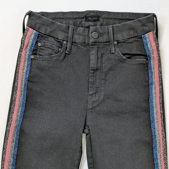 Mother Guilty Glitter Racer 24 Black Skinny Jeans Luxe Athleisure Street Style - Picture 5 of 12